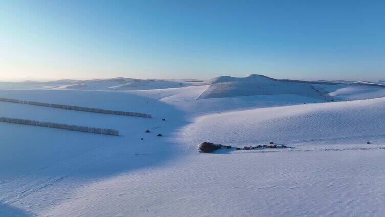 航拍内蒙古垦区雪原风光