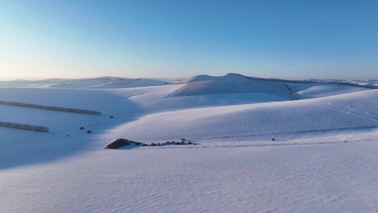 航拍内蒙古垦区雪原风光