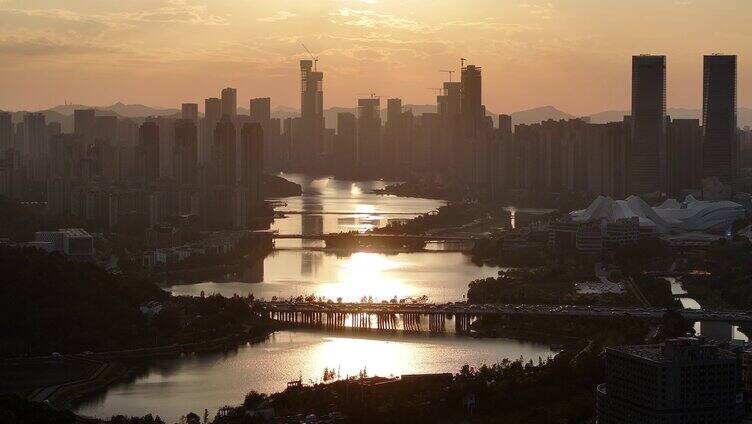 长沙市梅溪湖日落