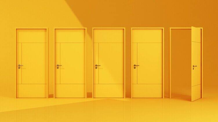 一排黄色的门