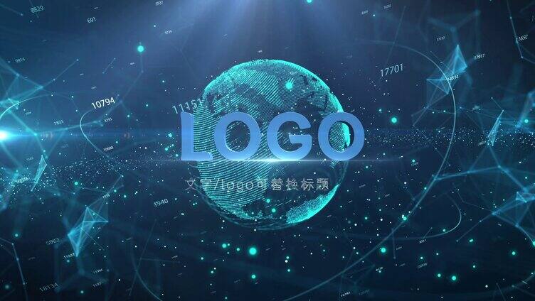 宇宙地球科技科技感蓝色企业logo展示