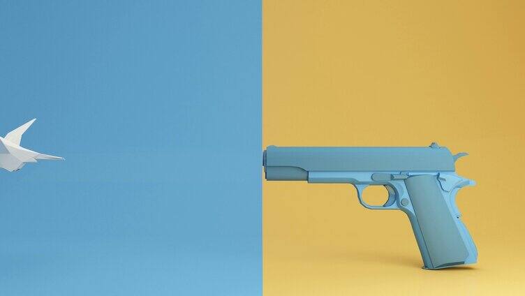 白鸽和枪和平概念