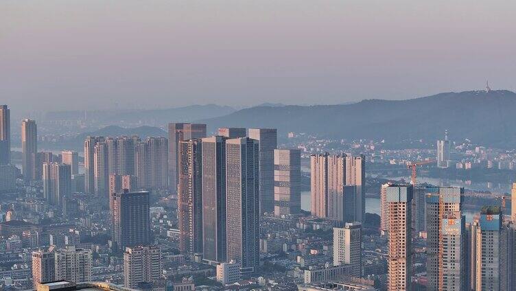 长沙早晨航拍大景