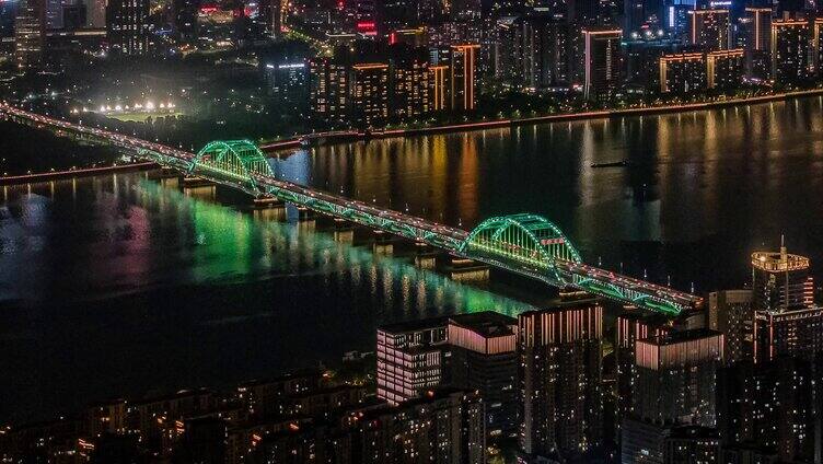杭州复兴大桥夜景航拍延时