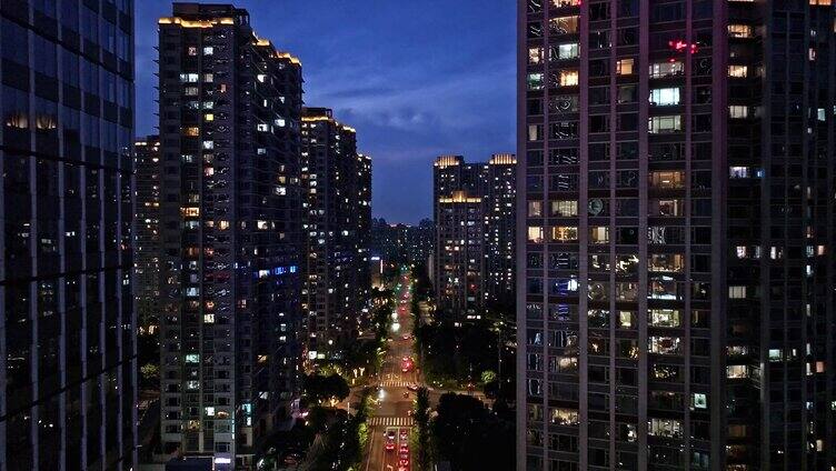 上海真如商圈航拍夜景视频