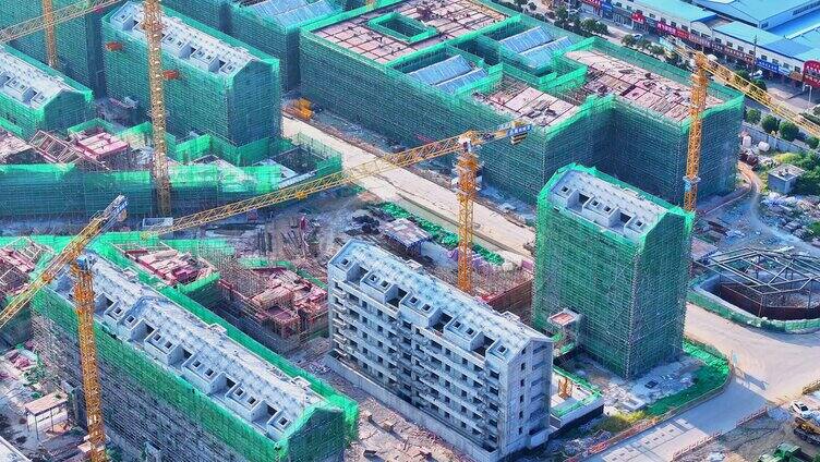 航拍枣庄房地产聚集型住宅建筑中