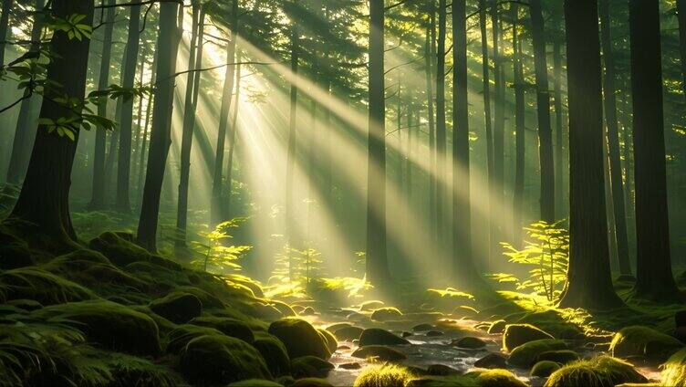 森林素材大自然春天生机绿意阳光照耀