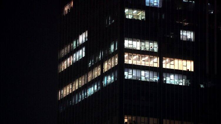 写字楼办公楼窗户灯光加班¥K