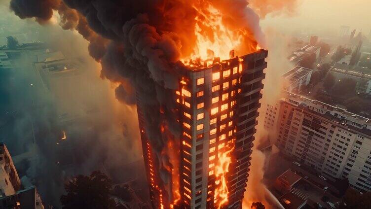 高楼着火 居民楼着火引发火灾 高层大火