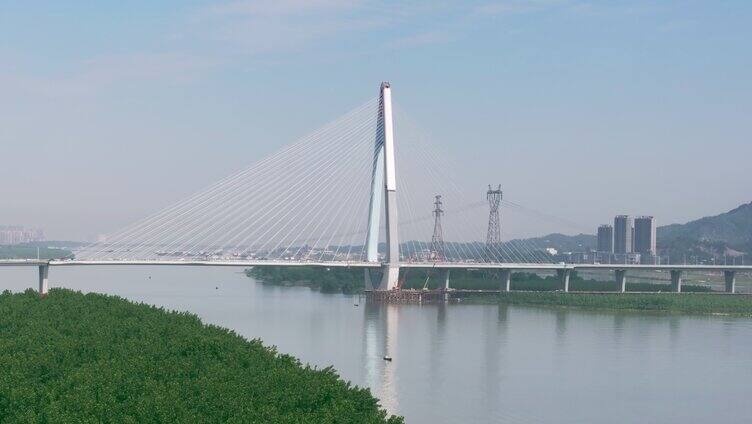 长沙湘江香炉洲大桥航拍