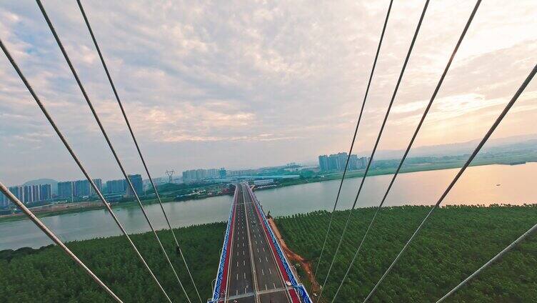 长沙湘江香炉洲大桥航拍