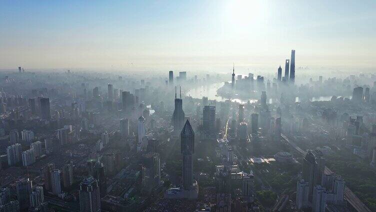 上海日出 上海 晨雾 城市 北上广 建筑