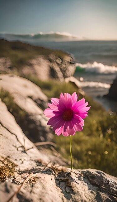 悬崖峭壁顽强的小花