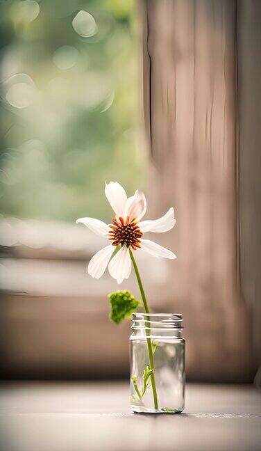 窗边花瓶花朵特写2