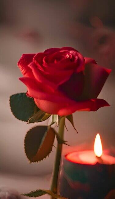 灯光下的红色玫瑰
