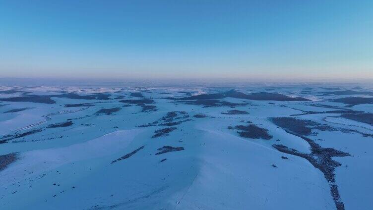 航拍4K东北雪域雪原暮色