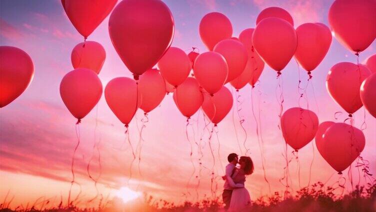 粉色气球情侣