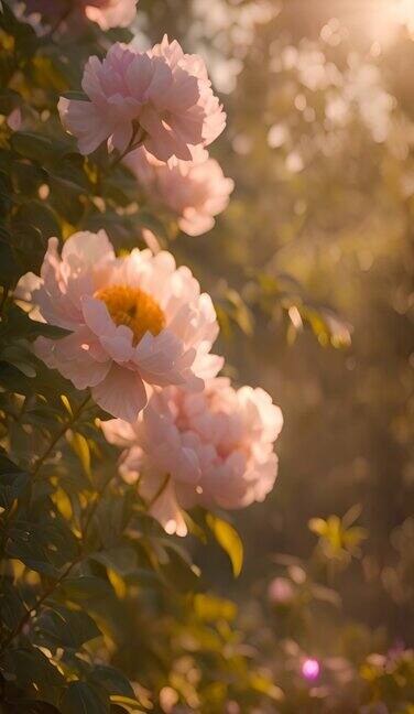 阳光下的粉色花朵