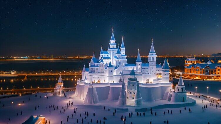 哈尔滨冰雪大世界4K夜景