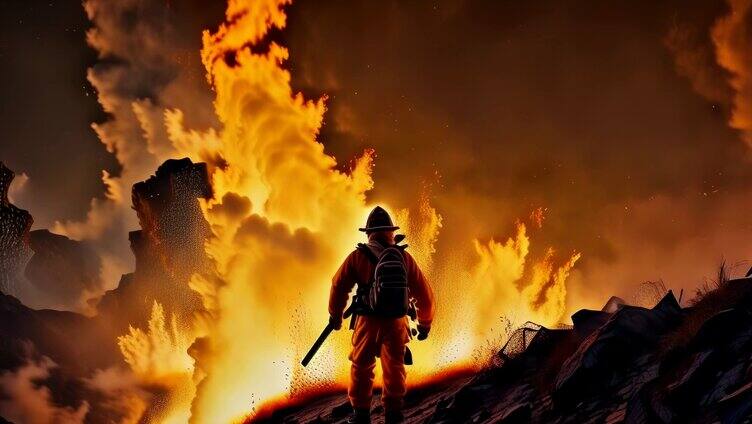 森林火灾消防员灭火