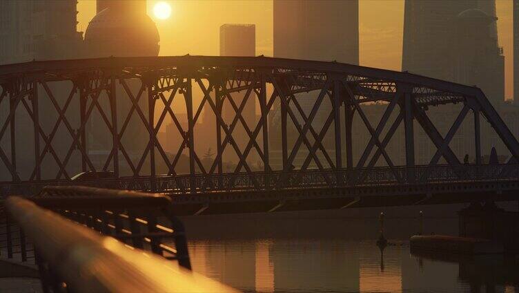 上海外白渡桥日出日落空镜合集