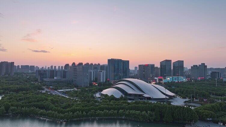 合肥大剧院 航拍天鹅湖大剧院