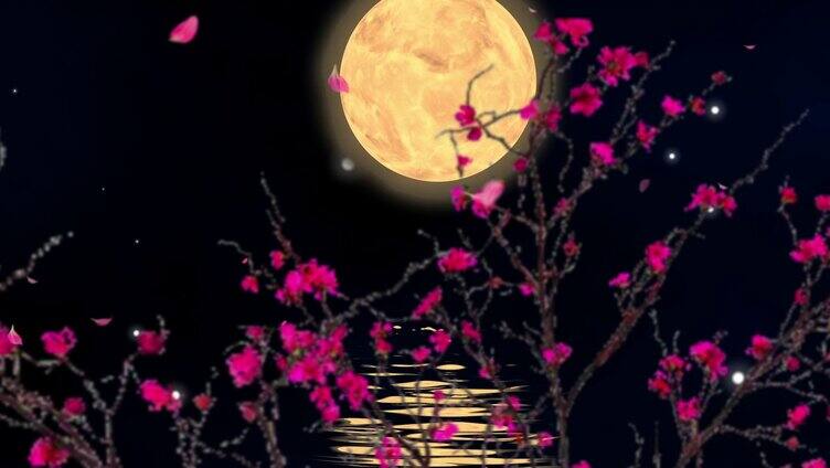 月亮桃花 唯美桃花月亮背景