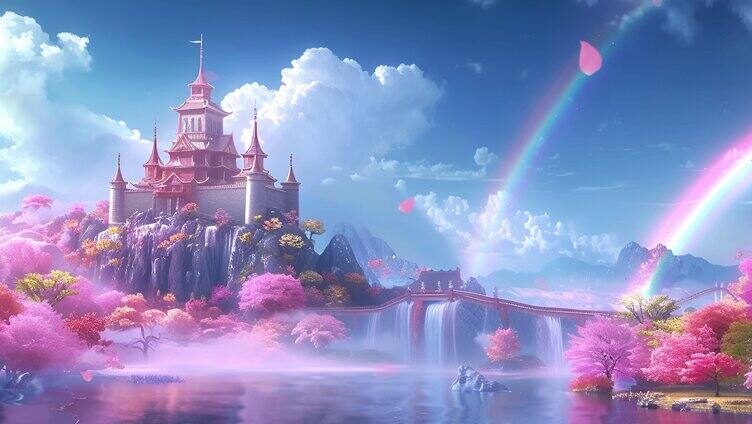 唯美彩虹城堡背景