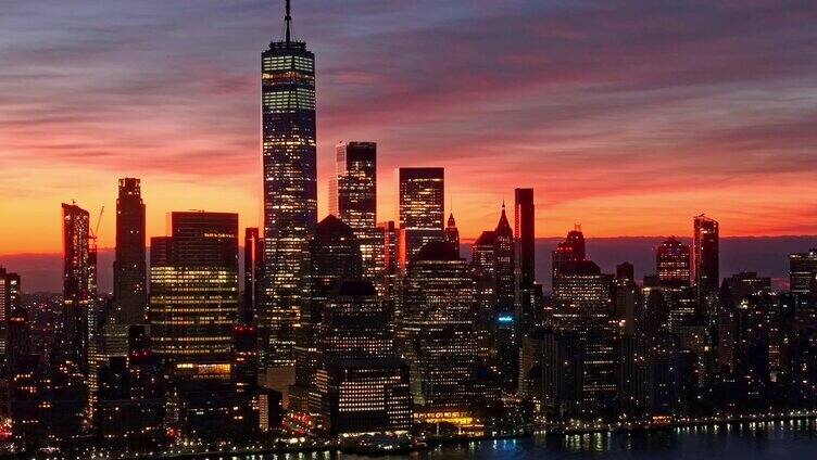 4k航拍纽约夜景