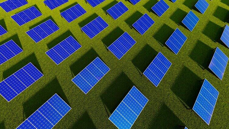 大草原上的太阳能发电面板