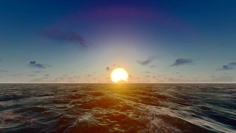 早晨大海上升起的太阳延时