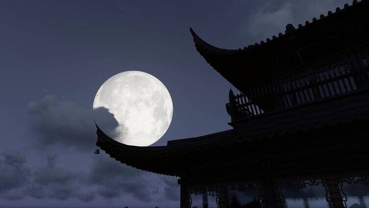月亮升过屋檐延时