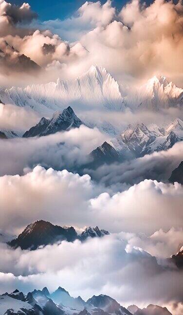 在尼泊尔的雪山上，空灵的云景10