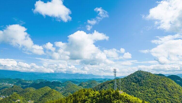 自然风光从远处眺望5G信号塔信号基站蓝天
