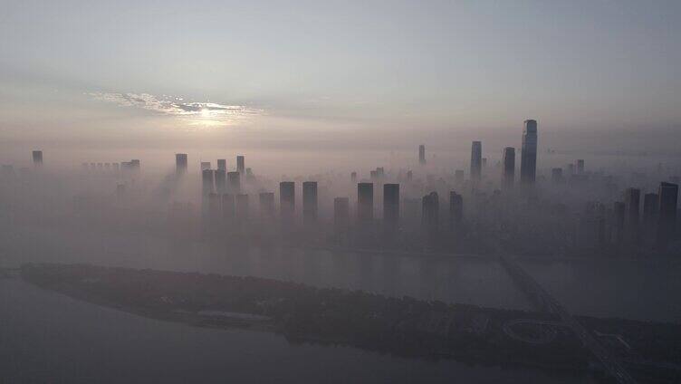 4K长沙城市宣传片平流雾云海