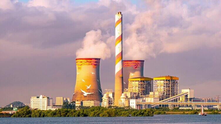 8K火力发电厂浓烟滚滚污染气体排放延时