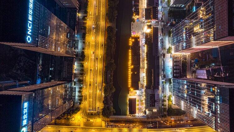 8K武汉汉街总部国际大厦俯视交通车流延时