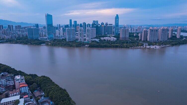 8K广东惠州城市天际线夜景航拍延时