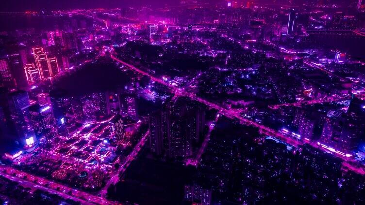 8K广东珠海城市全景风光夜景赛博朋克延时