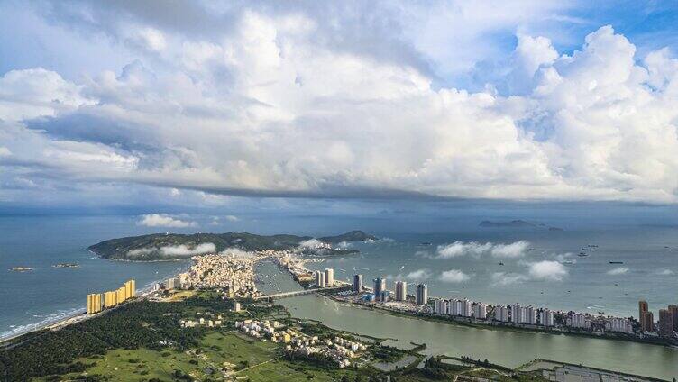 8K广东惠州双月湾海洋风光著名景点航拍延