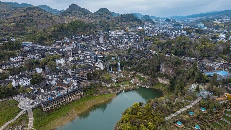 8K湘西芙蓉镇大全景航拍视频