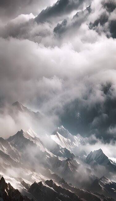 在尼泊尔的雪山上，空灵的云景8