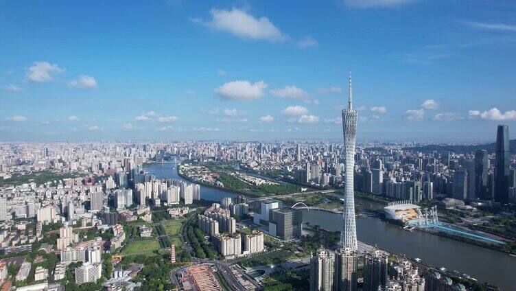 4K广州城市环境全景航拍视频