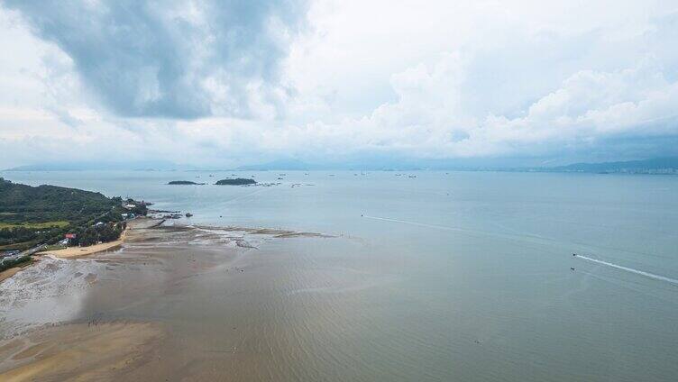 8K震撼暴雨恶劣天气海洋风光全景航拍延时