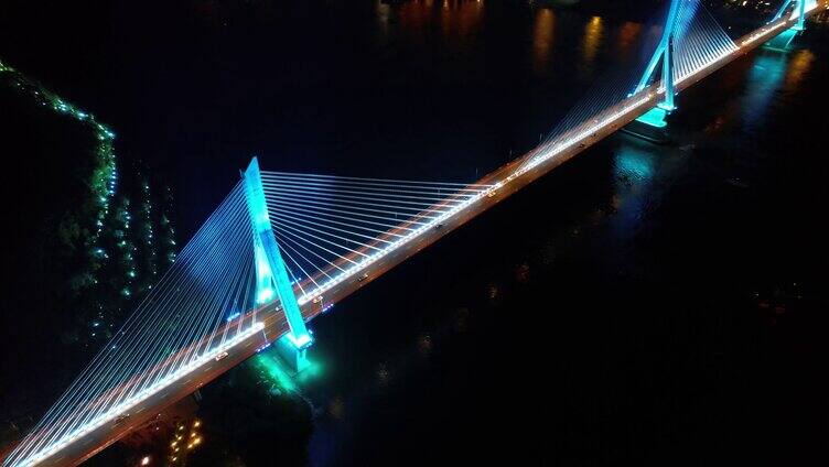 4K航拍湖北宜昌夷陵长江大桥城市地标基建