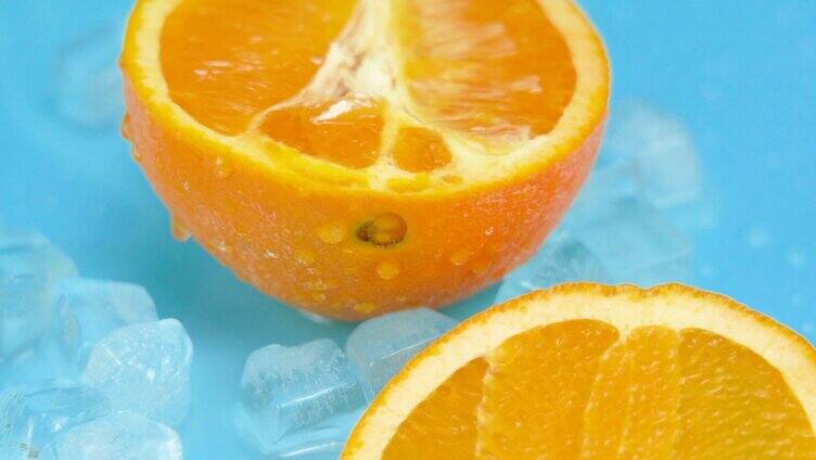 4K夏天夏季水果冰镇橙子实拍