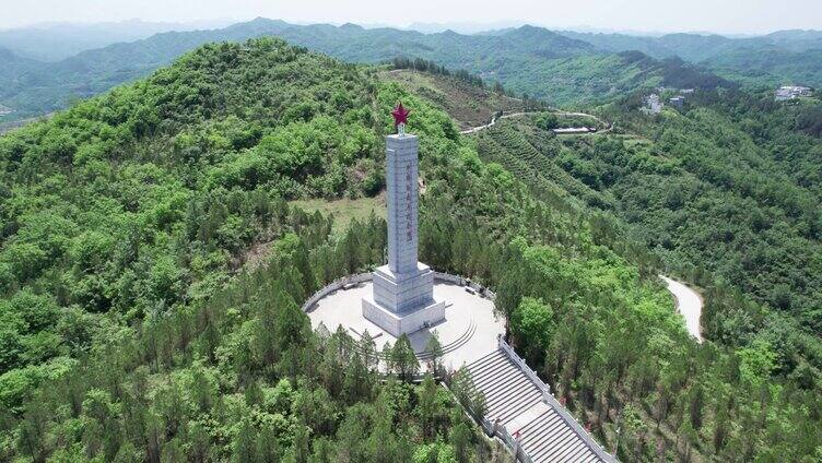 4K陕西安康牛蹄岭纪念碑航拍视频