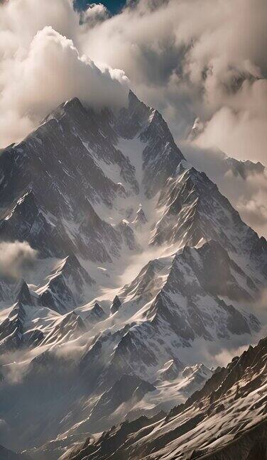在尼泊尔的雪山上，空灵的云景13