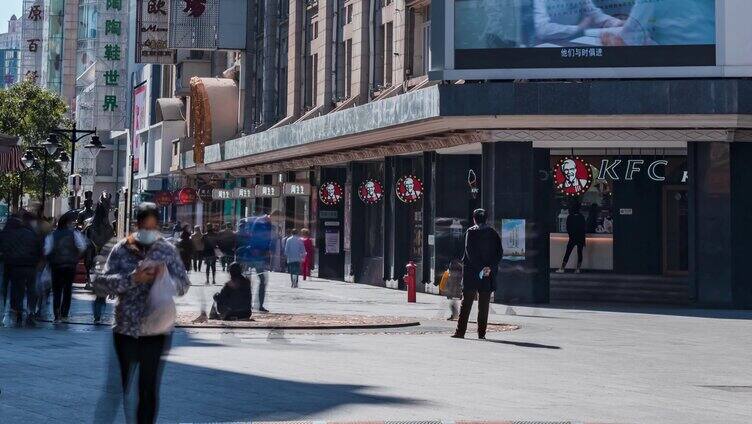 户外人流天津劝业场繁华商圈来往密集人流延