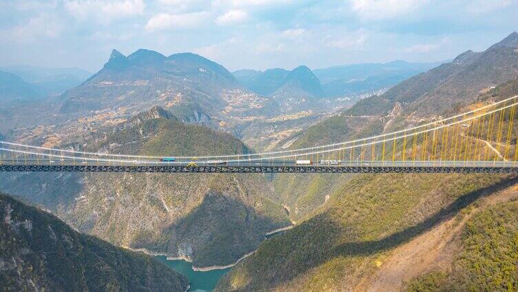 8K世界第二高桥横跨峡谷航拍延时
